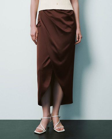  URBAN REVIVO - Chân váy quấn midi Ruched Straight 