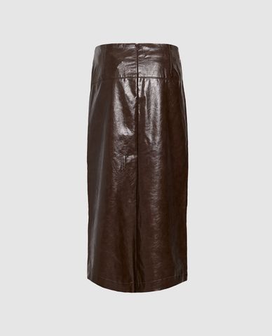  URBAN REVIVO - Chân váy phom suông midi thanh lịch Vegan Leather 