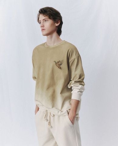  URBAN REVIVO - Áo thun nam cổ tròn tay dài thanh lịch 