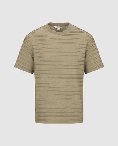  URBAN REVIVO - Áo thun nam cổ tròn tay ngắn kẻ sọc 