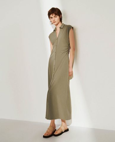  URBAN REVIVO - Đầm sát nách midi cổ V phom suông 