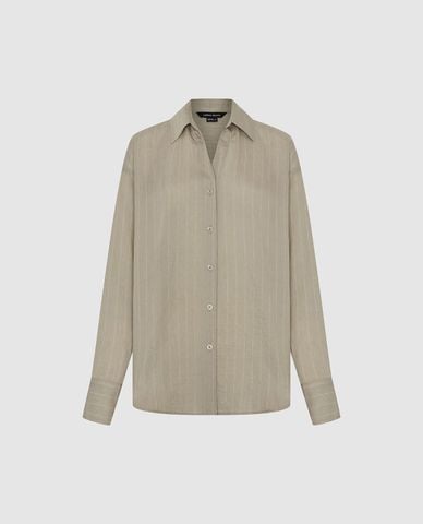  URBAN REVIVO - Áo sơ mi nữ cổ bẻ tay dài phom suông 