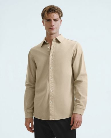  URBAN REVIVO - Áo sơ mi nam cổ bẻ tay dài Button Up Straight 