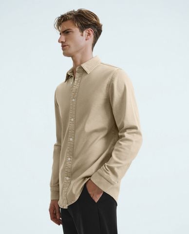  URBAN REVIVO - Áo sơ mi nam cổ bẻ tay dài Button Up Straight 