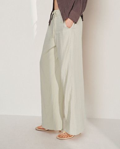  URBAN REVIVO - Quần nữ ống rộng phối dây rút 