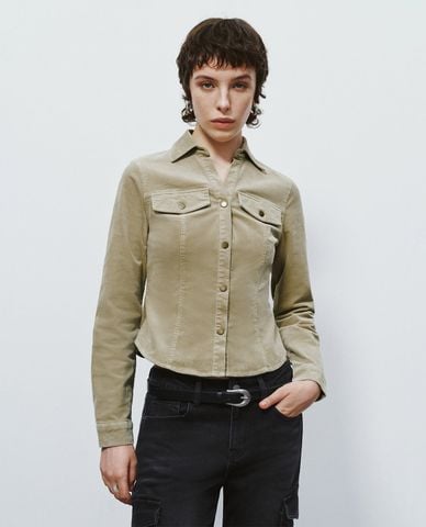  URBAN REVIVO - Áo sơ mi nữ tay dài Press Button Lapel 