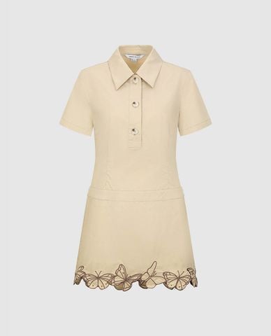  URBAN REVIVO - Đầm sơ mi mini tay ngắn Butterfly Décor 