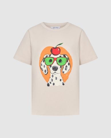  URBAN REVIVO - Áo thun nữ cổ tròn tay ngắn in hình 