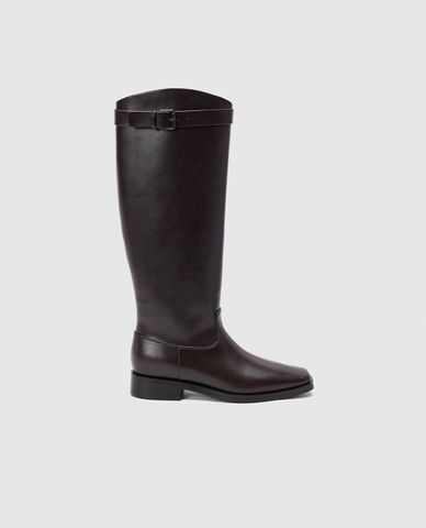  URBAN REVIVO - Giày boots nữ đế thấp cổ cao Leather Knee 