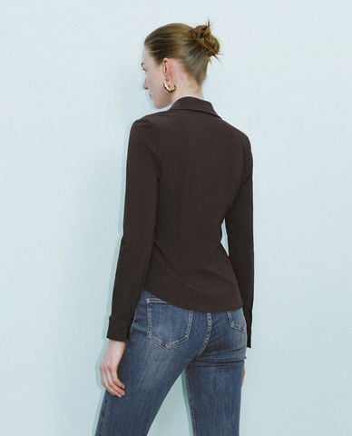  URBAN REVIVO - Áo sơ mi nữ cổ bẻ tay dài thanh lịch 