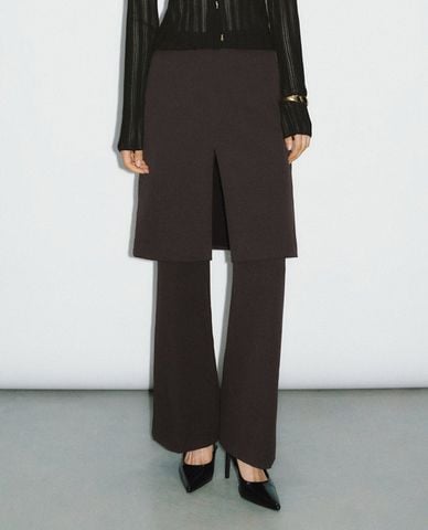  URBAN REVIVO - Quần ống loe nữ thiết kế layer cá tính Skirt Layered 