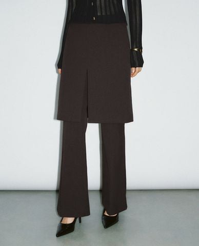  URBAN REVIVO - Quần ống loe nữ thiết kế layer cá tính Skirt Layered 