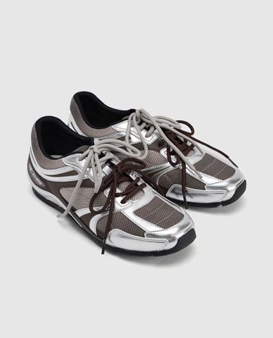  URBAN REVIVO - Giày sneakers nam cổ thấp Sliver Metallic 