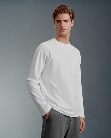  URBAN REVIVO - Áo thun nam cổ tròn tay dài Straight 