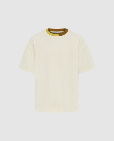  URBAN REVIVO - Áo thun nam cổ tròn bo viền hiện đại 