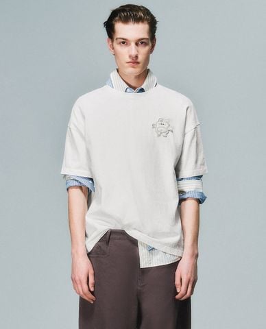  URBAN REVIVO - Áo thun nam cổ tròn tay ngắn Flower Printed 