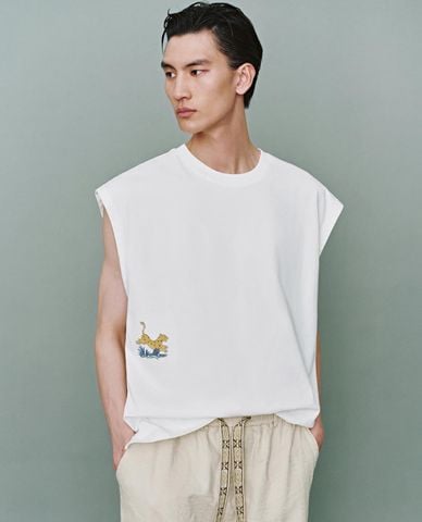  URBAN REVIVO - Áo sát nách nam cổ tròn 