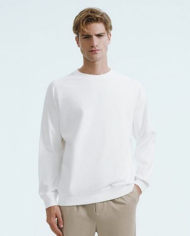  URBAN REVIVO - Áo sweatshirt nam cổ tròn tay dài Straight 