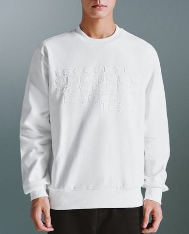  URBAN REVIVO - Áo sweatshirt nam cổ tròn tay dài 