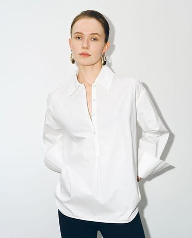  URBAN REVIVO - Áo sơ mi nữ cổ bẻ tay dài Button Up Loose 