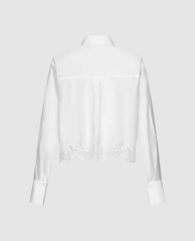  URBAN REVIVO - Áo sơ mi nữ cổ bẻ tay dài Lace Hem 