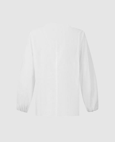  URBAN REVIVO - Áo sơ mi nữ cổ V tay dài xếp li 