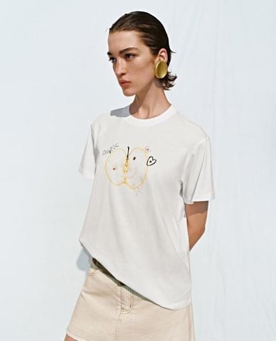  URBAN REVIVO - Áo thun nữ cổ tròn tay ngắn Printed 