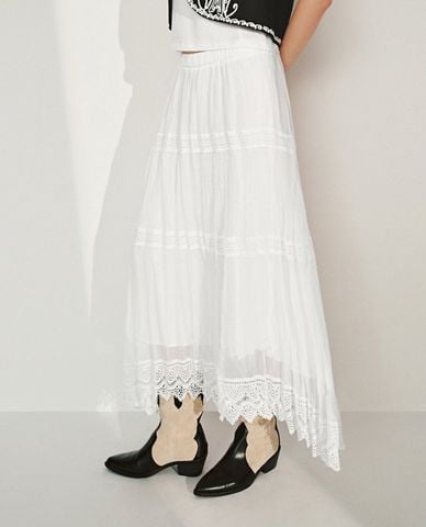  URBAN REVIVO - Chân váy chữ A midi Lace A Line 