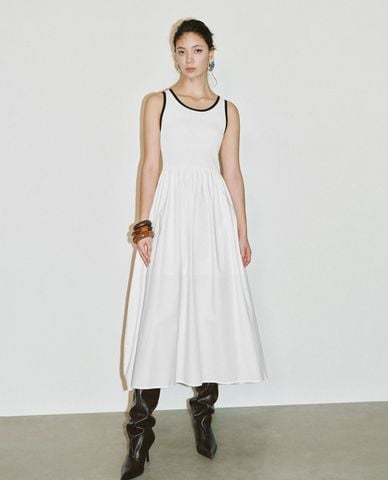  URBAN REVIVO - Đầm sát nách phom midi thời trang 