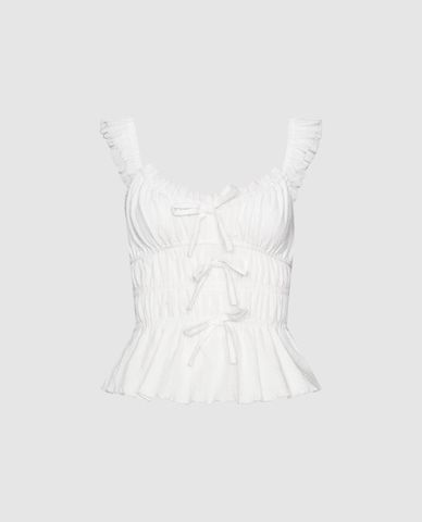  URBAN REVIVO - Áo hai dây nữ cổ V phối nơ 