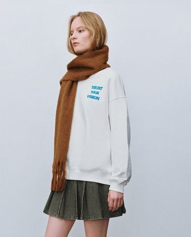  URBAN REVIVO - Áo sweatshirt nữ cổ tròn tay dài hiện đại 