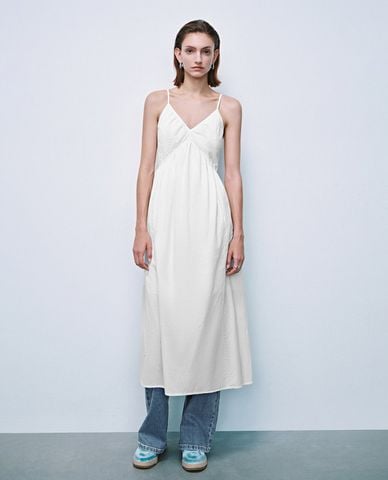  URBAN REVIVO - Đầm hai dây midi thời thượng 