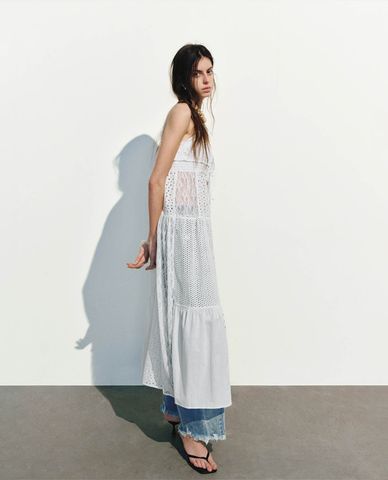  URBAN REVIVO - Đầm hai dây midi cá tính Lace A Line 