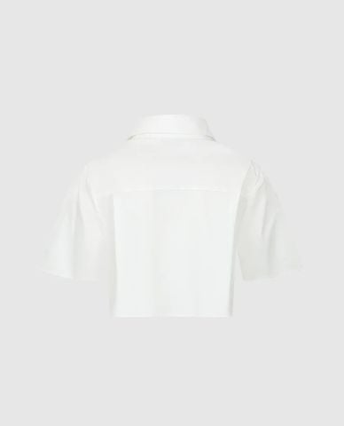  URBAN REVIVO - Áo sơ mi nữ croptop cổ bẻ tay ngắn Button Up 