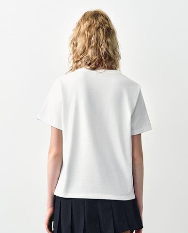  URBAN REVIVO - Áo thun nữ cổ tròn tay ngắn Straight 