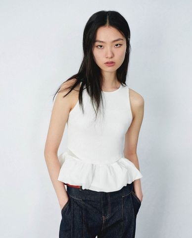  URBAN REVIVO - Áo sát nách nữ cổ tròn dáng xòe 