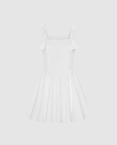  URBAN REVIVO - Đầm hai dây midi phối nơ 