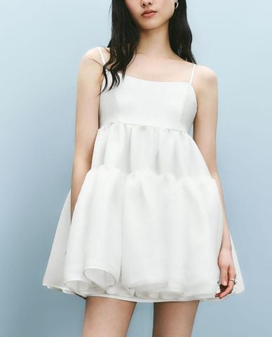  URBAN REVIVO - Đầm hai dây mini bản nhỏ xếp li 