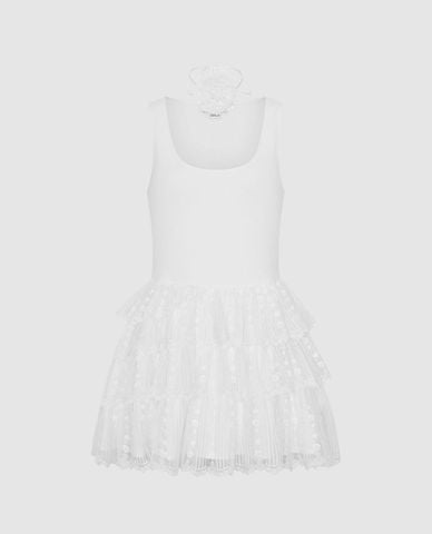  URBAN REVIVO - Đầm sát nách mini xếp tầng 