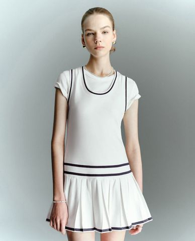  URBAN REVIVO - Đầm sát nách mini phối viền thể thao 