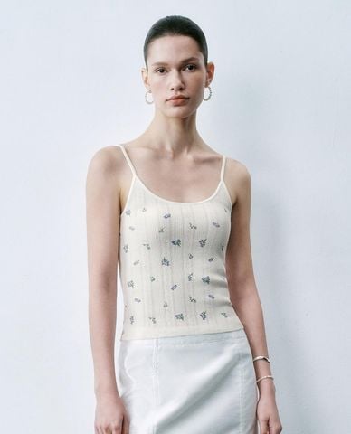  URBAN REVIVO - Áo hai dây nữ phối họa tiết hoa nhí 