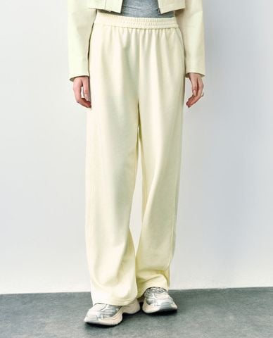  URBAN REVIVO - Quần dài nữ ống rộng lưng thun Elastic Waist Wide 