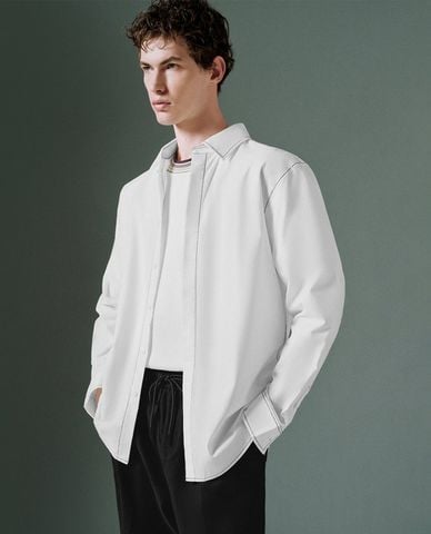  URBAN REVIVO - Áo sơ mi nam cổ bẻ tay dài Loose 