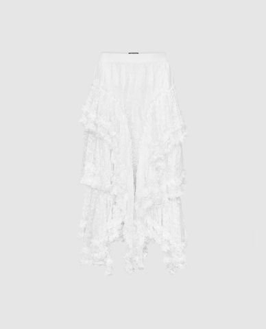  URBAN REVIVO - Chân váy xếp tầng phối ren nữ tính 