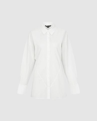  URBAN REVIVO - Áo sơ mi nữ cổ bẻ tay dài hiện đại 