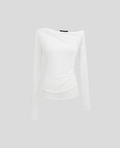  URBAN REVIVO - Áo kiểu nữ trễ vai tay dài 