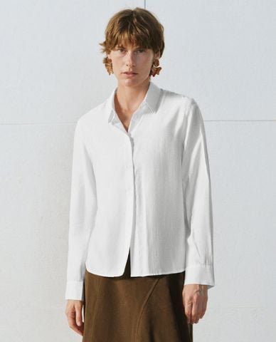  URBAN REVIVO - Áo sơ mi nữ cổ bẻ tay dài thanh lịch 