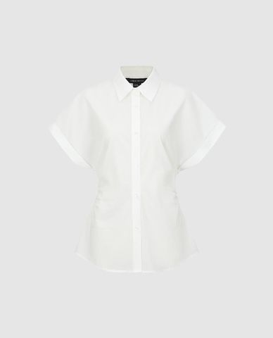  URBAN REVIVO - Áo kiểu nữ cổ bẻ tay ngắn Tapered Waist 