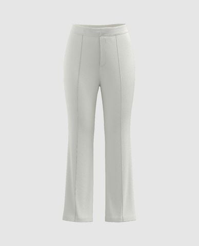  URBAN REVIVO - Quần nữ ống loe xếp ly thanh lịch 