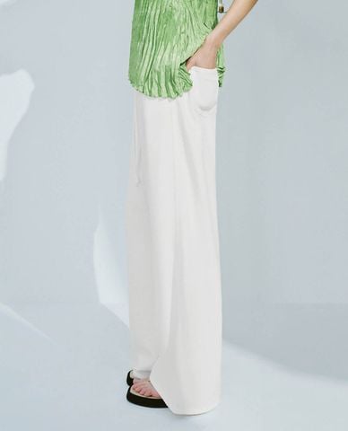  URBAN REVIVO - Quần jeans nữ ống rộng phối dây rút 